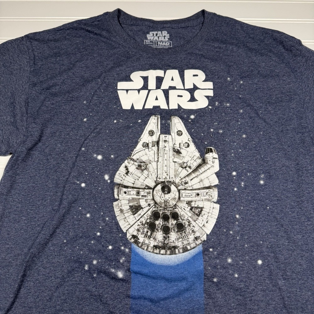 Star Wars Mad Engine‎ Millenium Falcon T-Shirt Men's Large Blue EUC